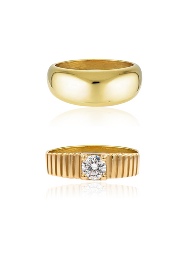 dome ring +RIDGED GOLD - RING