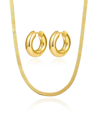 marah hoops + bezel necklace