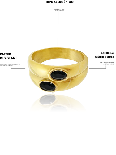 1990 gold ring - ónix