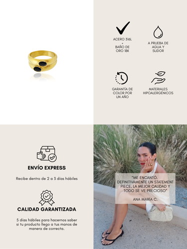 1990 gold ring - ónix