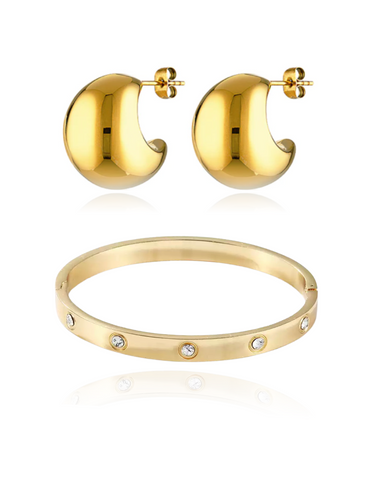 marcel bracelet + lolita hoops gold